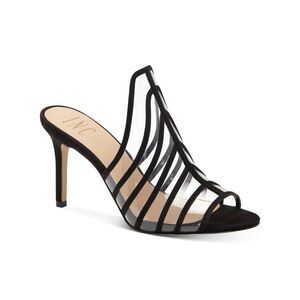 INC Womens Black Open Back Lined Lavel Round Toe Stiletto Slip On Mules 8 M